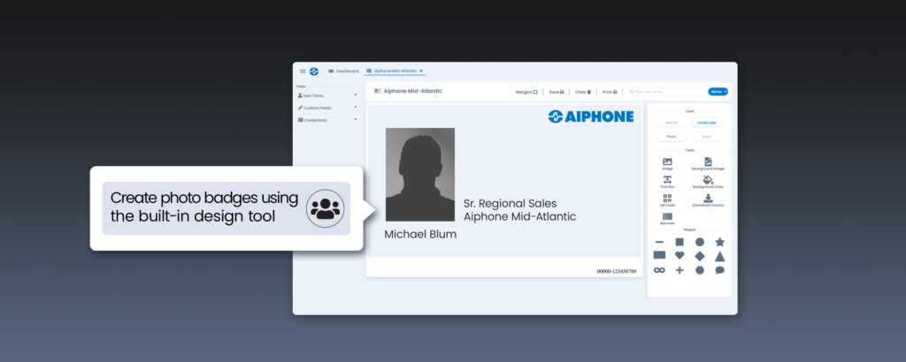 With AC Nio, you can easily create professional photo badges using the built-in design tool. 