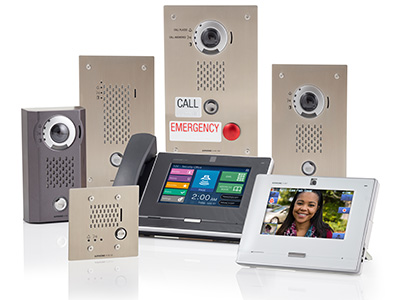 a collection of IX Series 2 products including white and black master with and without handset, audio only IP door station, standard IP video intercom stations and Emergency IP video intercoms.