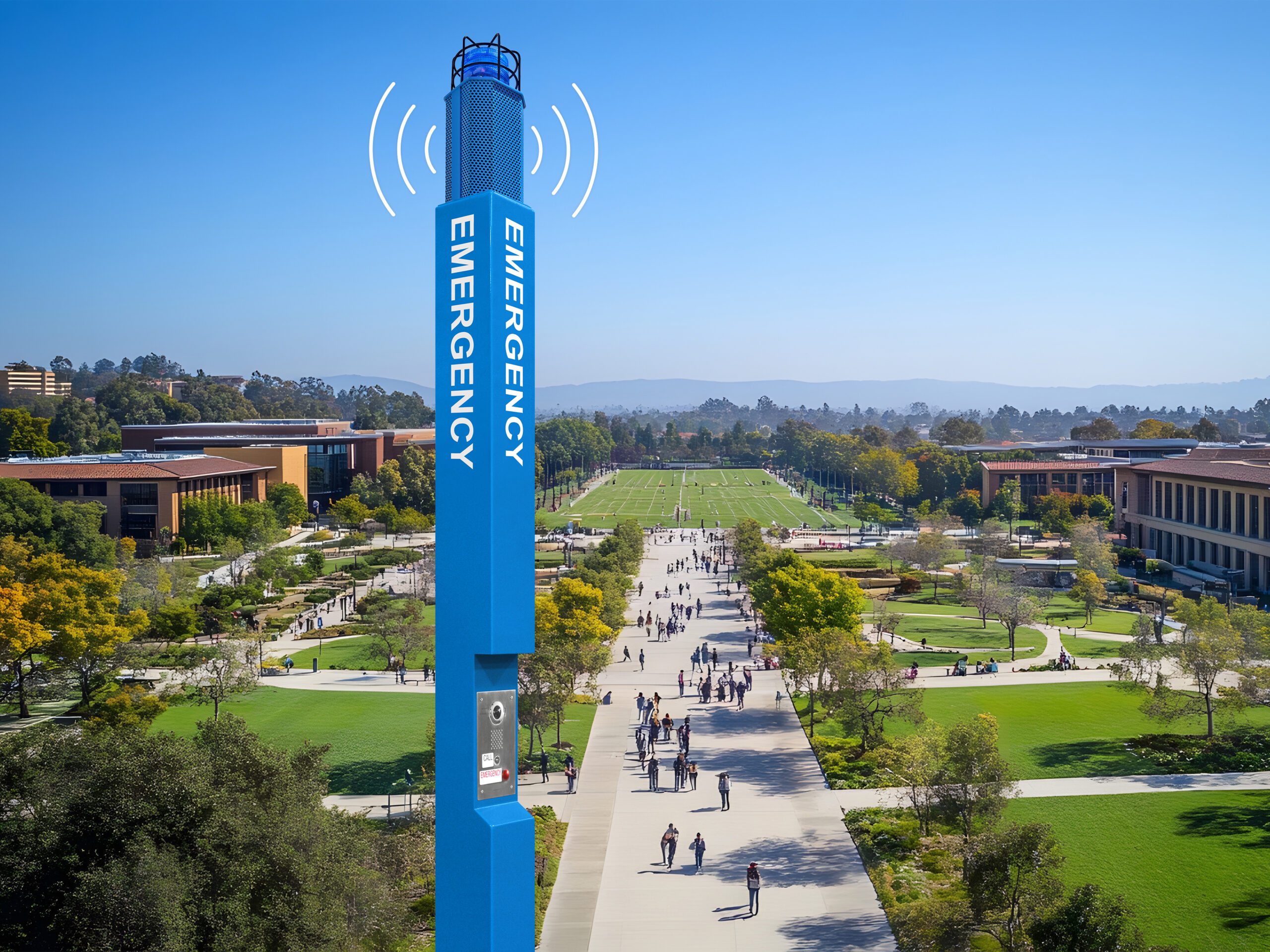 emergency blue light tower provide campus wide mass notification